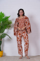 TERRACOTTA MUSE” HAND BLOCK 3-PIECE JACKET SET