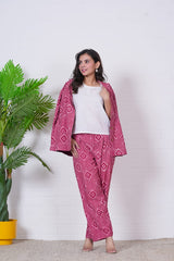 RUBY RHYTHMS” HAND BLOCK 3-PIECE JACKET SET