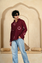 MAROON TIE-DYE CIRCLE MEN’S KURTA
