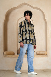 BLACK PAISLEY BLOCK PRINT MEN’S KURTA