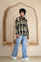 BLACK PAISLEY BLOCK PRINT MEN’S KURTA