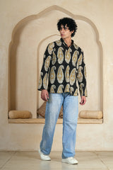BLACK PAISLEY BLOCK PRINT MEN’S KURTA