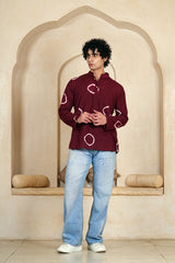 MAROON TIE-DYE CIRCLE MEN’S KURTA
