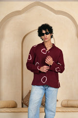 MAROON TIE-DYE CIRCLE MEN’S KURTA