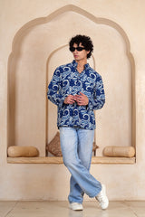 INDIGO PAISLEY BLOCK PRINT MEN’S KURTA