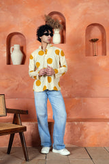 BEIGE POLKA DOT MEN’S KURTA