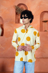 BEIGE POLKA DOT MEN’S KURTA