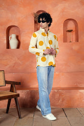 BEIGE POLKA DOT MEN’S KURTA