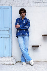 INDIGO BLOOM MEN’S HAND BLOCK KURTA