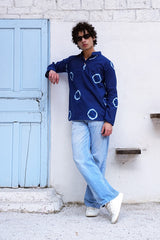 INDIGO TIE-DYE CIRCLE MEN’S KURTA