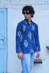 INDIGO BLOOM MEN’S HAND BLOCK KURTA