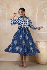 NEEL RAAS – INDIGO TWIRL BLOOM DRESS
