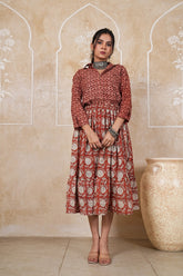 RUST VARNIKA – BLOOM TWIRL DRESS