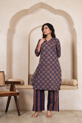 DARK BLUE RAAGA STRAIGHT KURTA SET
