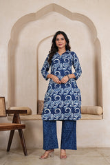 INDIGO PAISLEY STRAIGHT KURTA SET