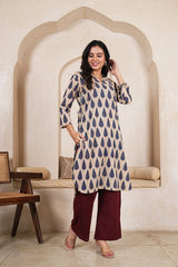 BEIGE NEEL LEAF STRAIGHT KURTA SET