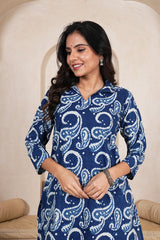 INDIGO PAISLEY STRAIGHT KURTA SET