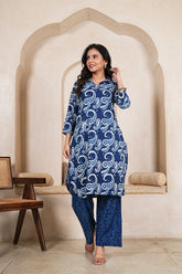 INDIGO PAISLEY STRAIGHT KURTA SET