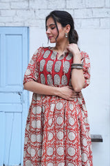 KESAR VARNIKA – HAND BLOCK PRINTED COTTON DRESS