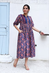NEEL MADHURIMA – HAND BLOCK PRINTED COTTON DRESS