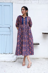 NEEL MADHURIMA – HAND BLOCK PRINTED COTTON DRESS