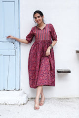 GULRAAG VASANT – HAND BLOCK PRINTED COTTON DRESS