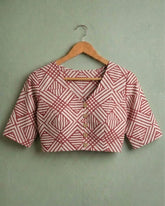 RAKT REKHA – GEOMETRIC HAND BLOCK PRINTED COTTON BLOUSE