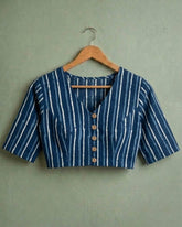 NEEL REKHA – STRIPED HAND BLOCK PRINTED COTTON BLOUSE