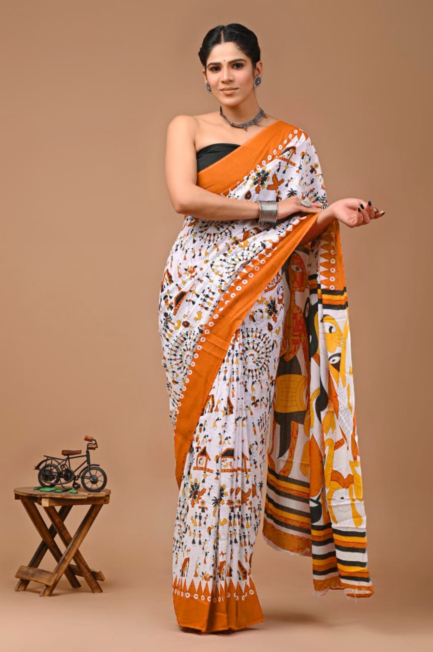 KARWAAN – MADHUBANI MUSE COTTON MUL MUL SAREE