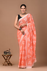 GULNAAR – PEACH BLOSSOM MUL MUL SAREE