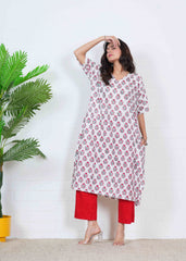 GULABGHAR CHARM – HAND BLOCK PRINTED OVERSIZE KURTI SET