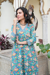 AQUA BLOSSOM KURTA SET