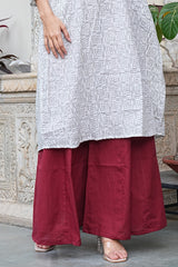 LIGHT GREY GEOMETRIC KURTA SET