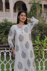 ELEGANT FLORAL HAND BLOCK PRINTED COTTON KURTI