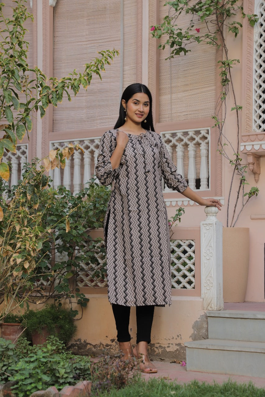 KASHISH BLOCK PRINTED STRAIGHT KURTI