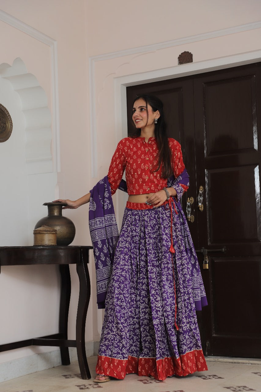 Regal Red & Purple Ethnic Lehenga Set