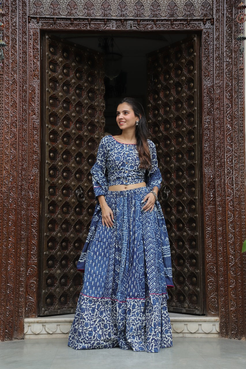 Indigo Seven Print lehanga set