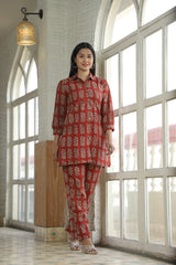 RUST BAGRU PRINT  HANDBLOCK-STYLE CO-ORD SET