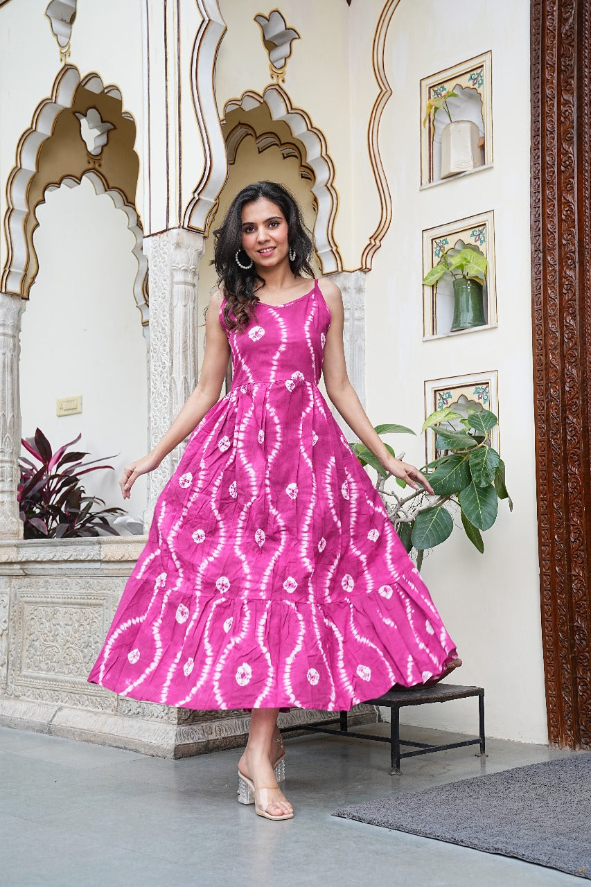 tie dye pink dress Tia Silk Wrap Midi Dress