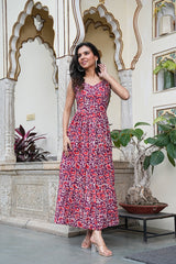 MULTICOLOR ABSTRACT PRINT COTTON LONG DRESS