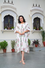 FLORAL HANDBLOCK PRINTED COTTON KAFTAN