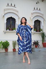 SHIBORI TIE-DYE INDIGO COTTON KAFTAN