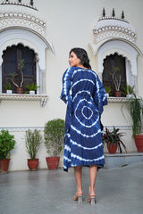 SHIBORI TIE-DYE INDIGO COTTON KAFTAN