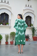 EMERALD GREEN SHIBORI COTTON KAFTAN