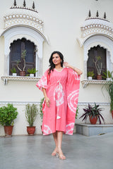 BLUSH PINK SHIBORI TIE-DYE COTTON KAFTAN