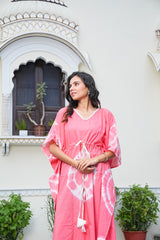 BLUSH PINK SHIBORI TIE-DYE COTTON KAFTAN