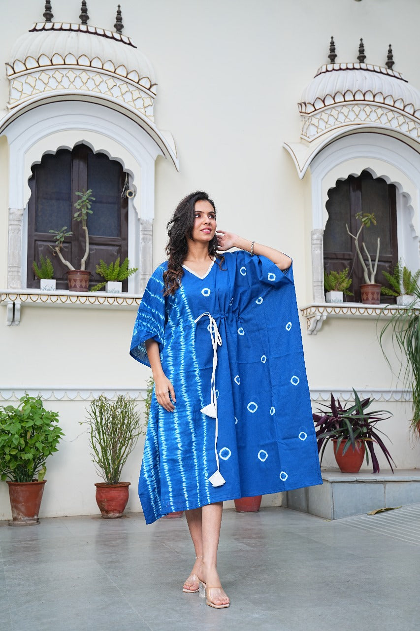 SKY DREAM SHIBORI COTTON KAFTAN