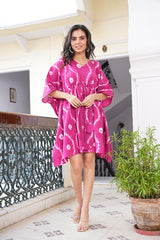 FUCHSIA PINK TIE-DYE KAFTAN DRESS