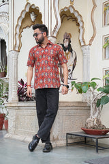 HERITAGE BLOCK PRINT COTTON SHIRT – ROYAL RED