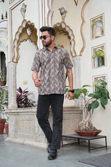ARTHY CHARM HANDBLOCK COTTON SHIRT – ASH BROWN